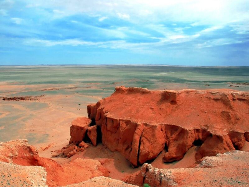 red sandstone cliffs Mongolia