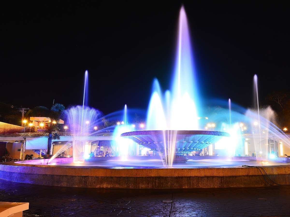 Nam Phou Fountain Square at night, Vientiane